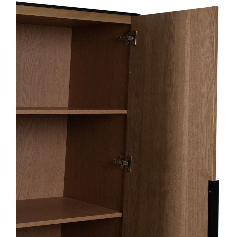 Grande Armoire moderne 2 portes 3 tiroirs en Bois Naturel Noir Métal Orleans - 5