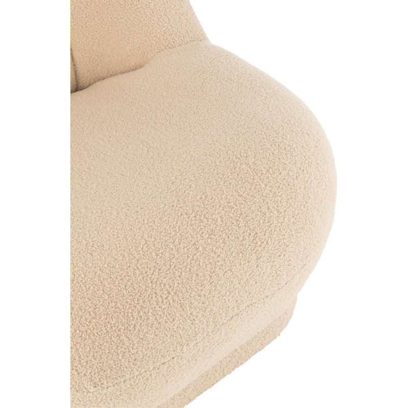 Fauteuil Rond Teddy en Velours Beige - 7