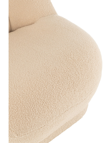 Fauteuil Rond Teddy en Velours Beige - 7
