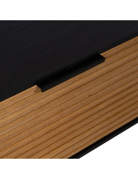 Grande Table basse moderne 1 tiroir 1 niche en Bois Naturel Noir Métal Orleans - 7