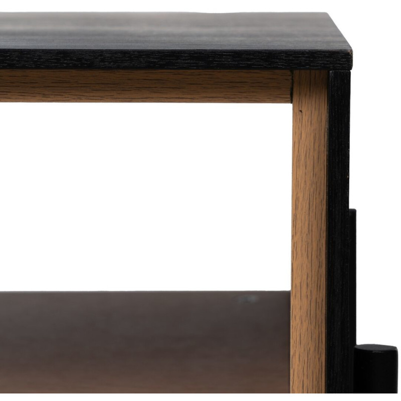 Grande Table basse moderne 1 tiroir 1 niche en Bois Naturel Noir Métal Orleans - 8