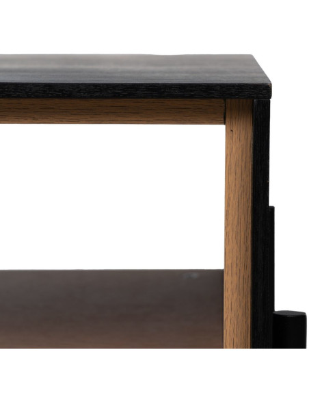 Grande Table basse moderne 1 tiroir 1 niche en Bois Naturel Noir Métal Orleans - 8