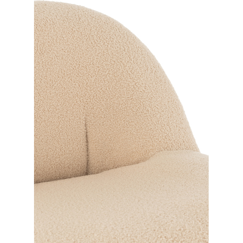 Fauteuil Rond Teddy en Velours Beige - 8