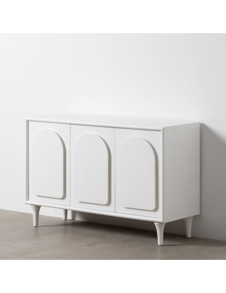 Buffet moderne Bas 3 portes en Bois de sapin Blanc Béret - 2