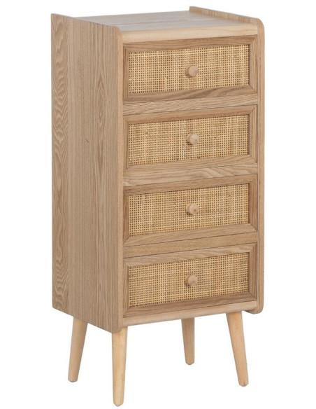 Chiffonnier vintage 4 tiroirs en Bois Rotin Naturel Cannage Samir - 1