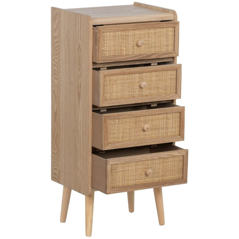 Chiffonnier vintage 4 tiroirs en Bois Rotin Naturel Cannage Samir - 3