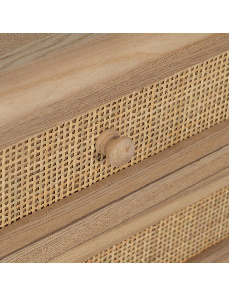 Chiffonnier vintage 4 tiroirs en Bois Rotin Naturel Cannage Samir - 5