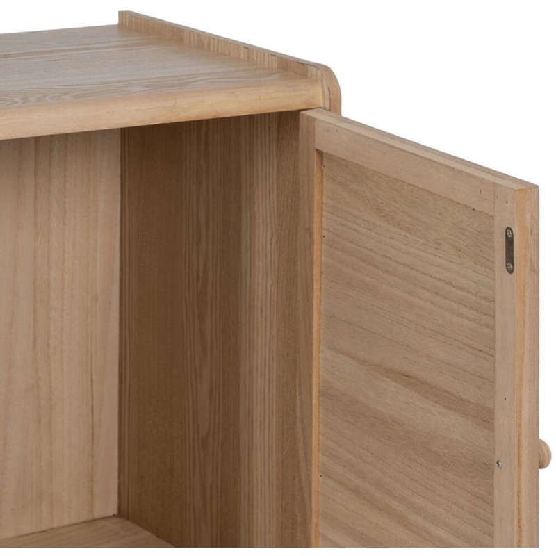 Buffet vintage Bas 1 porte 3 tiroirs en Bois Rotin Naturel Cannage Samir - 6