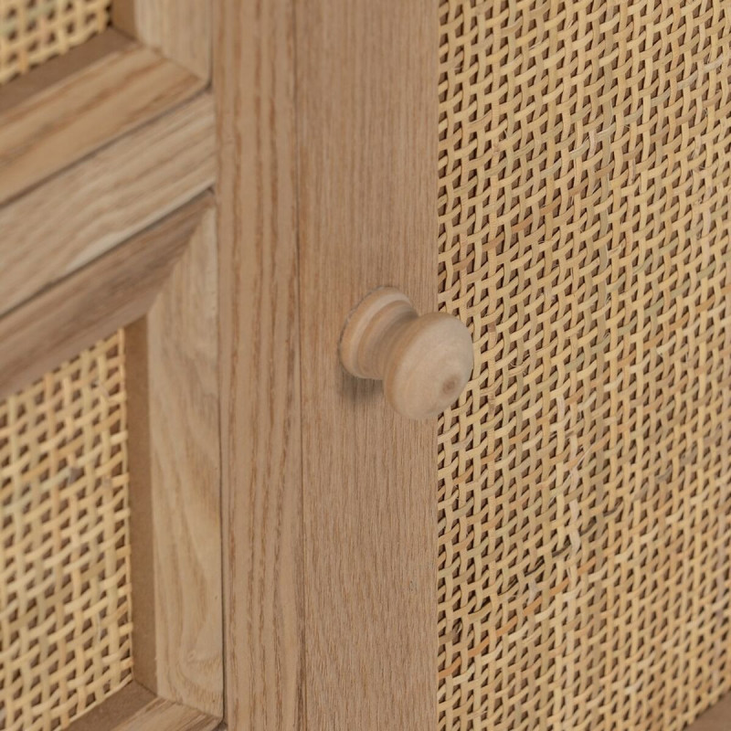 Buffet vintage Bas 1 porte 3 tiroirs en Bois Rotin Naturel Cannage Samir - 8