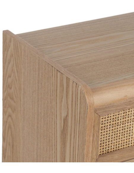 Grand Chiffonnier vintage 6 tiroirs en Bois Rotin Naturel Cannage Samir - 4