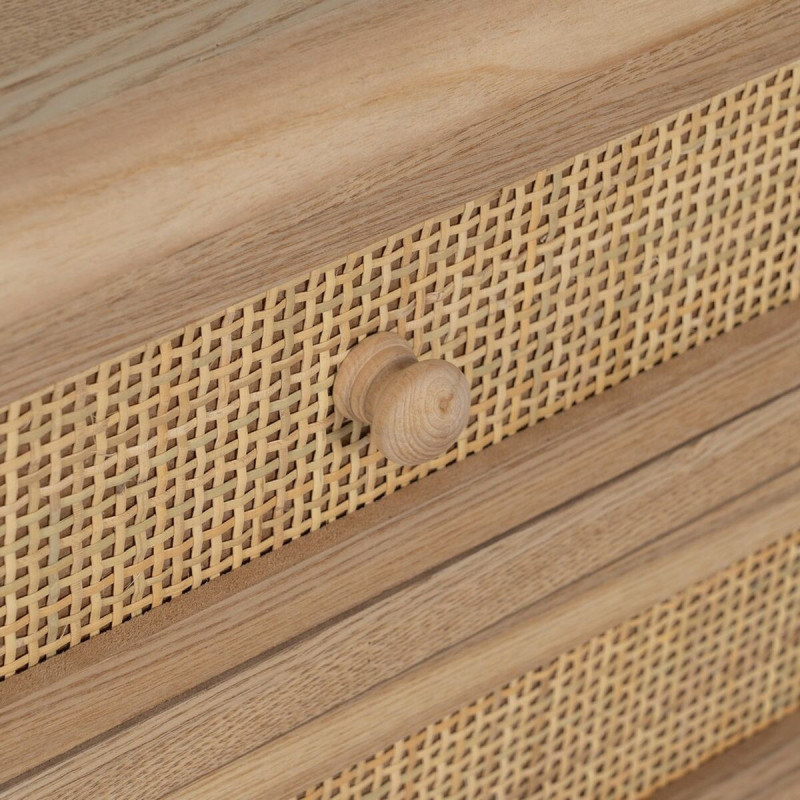 Grand Chiffonnier vintage 6 tiroirs en Bois Rotin Naturel Cannage Samir - 5