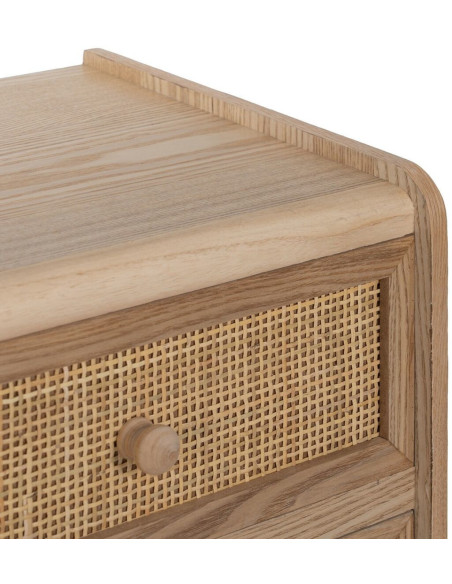 Grand Chiffonnier vintage 6 tiroirs en Bois Rotin Naturel Cannage Samir - 6