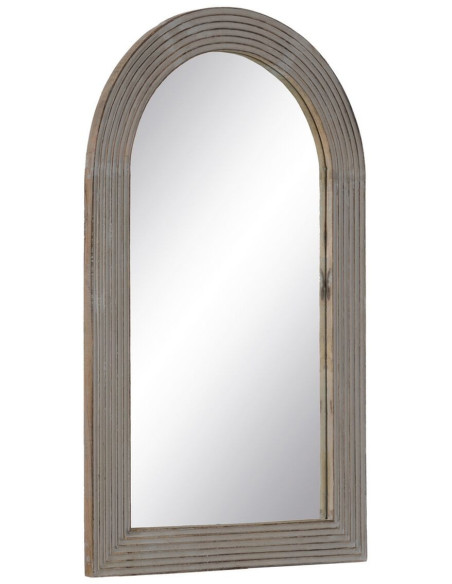 Grand Miroir mural moderne Arrondi 64x108 en Bois Gris Doré Molira - 1