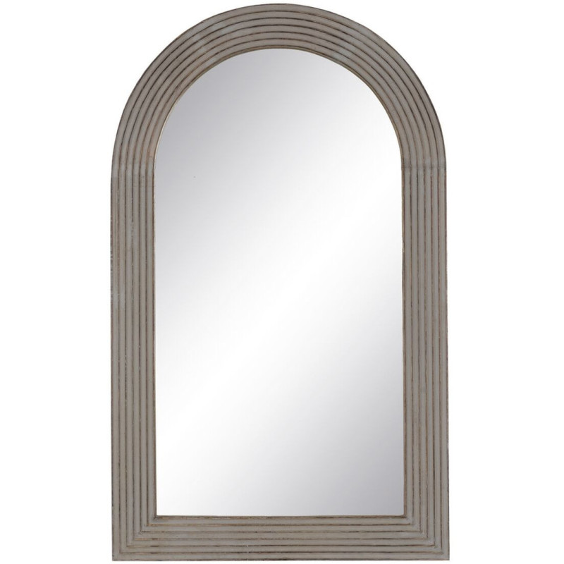 Grand Miroir mural moderne Arrondi 64x108 en Bois Gris Doré Molira - 2