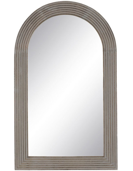 Grand Miroir mural moderne Arrondi 64x108 en Bois Gris Doré Molira - 2