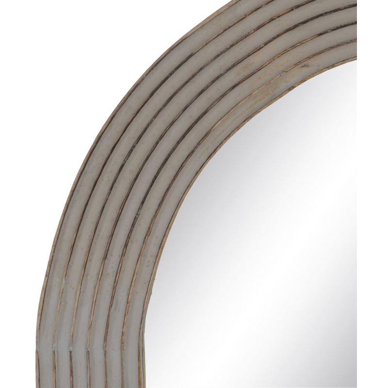 Grand Miroir mural moderne Arrondi 64x108 en Bois Gris Doré Molira - 3