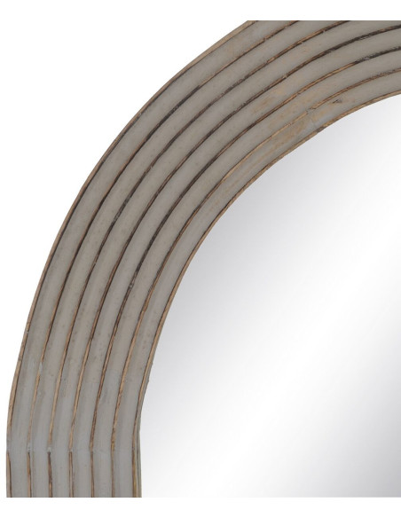 Grand Miroir mural moderne Arrondi 64x108 en Bois Gris Doré Molira - 3