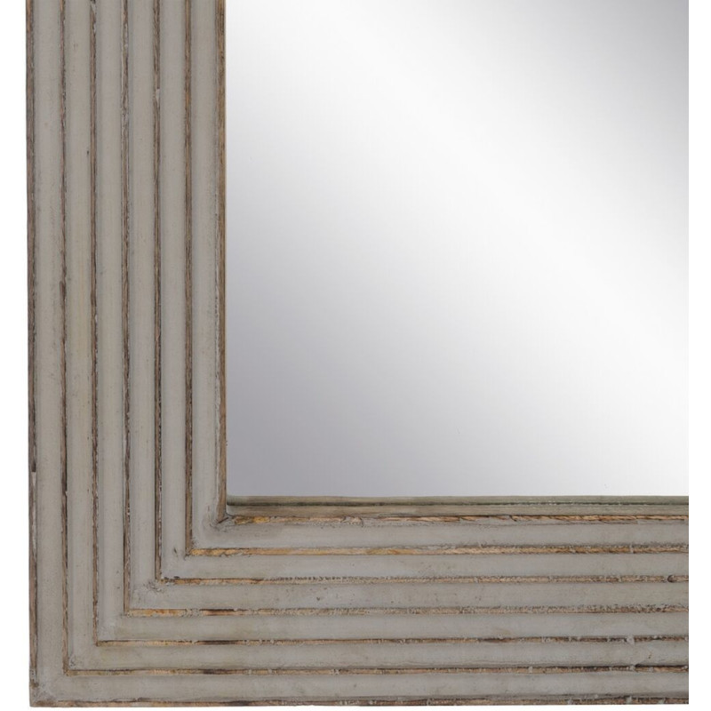 Grand Miroir mural moderne Arrondi 64x108 en Bois Gris Doré Molira - 5