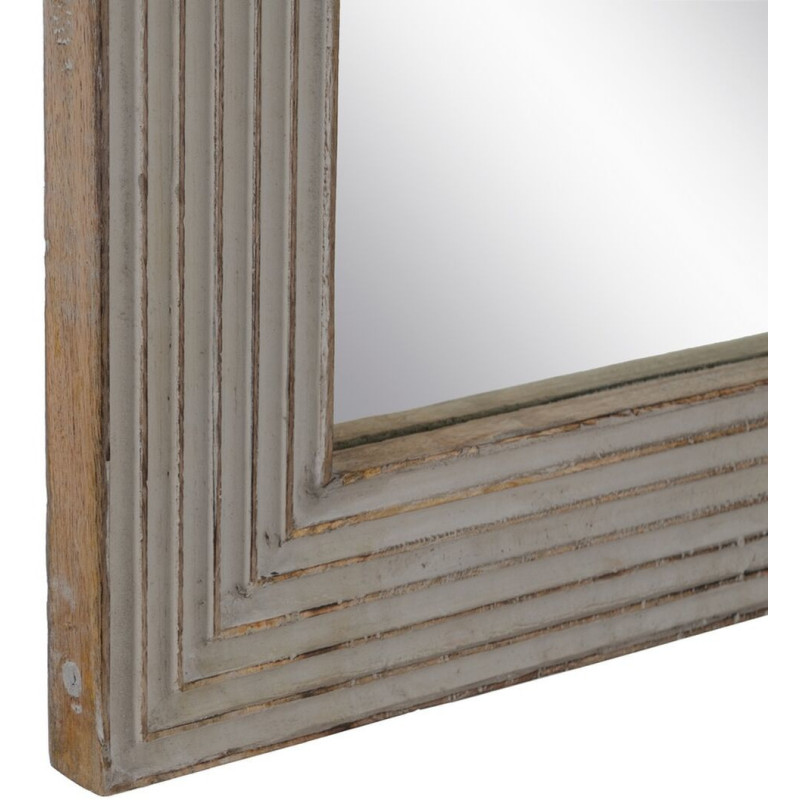 Grand Miroir mural moderne Arrondi 64x108 en Bois Gris Doré Molira - 6