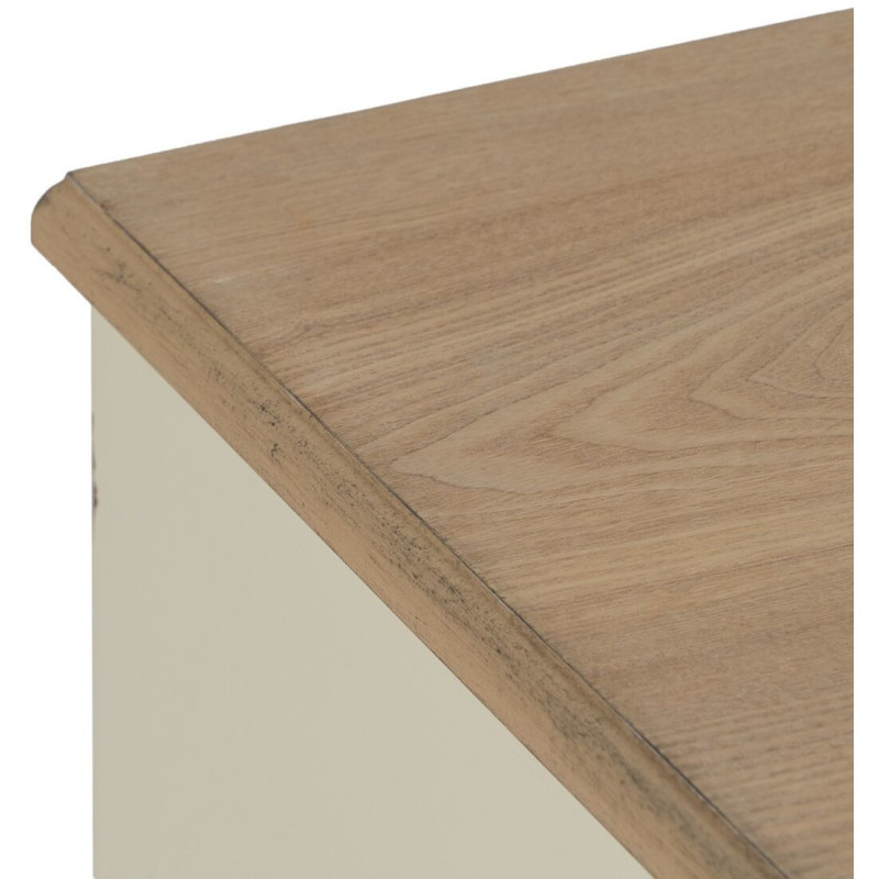 Grande Commode Shabby chic 3 tiroirs en Bois de sapin Blanc crème Naturel Jilron - 4