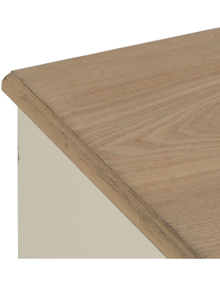 Grande Commode Shabby chic 3 tiroirs en Bois de sapin Blanc crème Naturel Jilron - 4