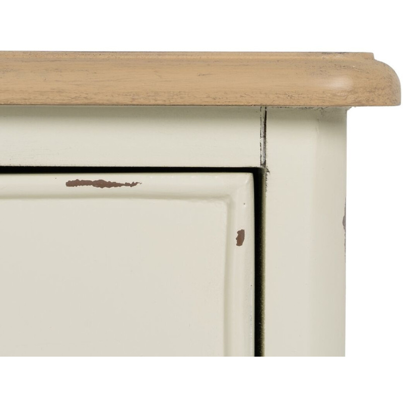 Grande Commode Shabby chic 3 tiroirs en Bois de sapin Blanc crème Naturel Jilron - 5