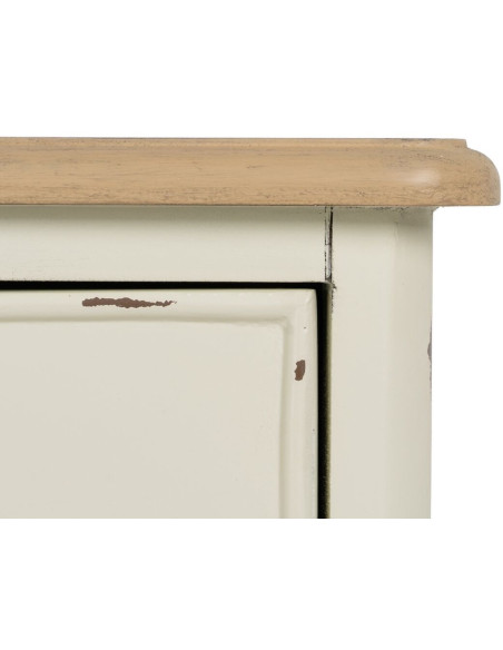 Grande Commode Shabby chic 3 tiroirs en Bois de sapin Blanc crème Naturel Jilron - 5