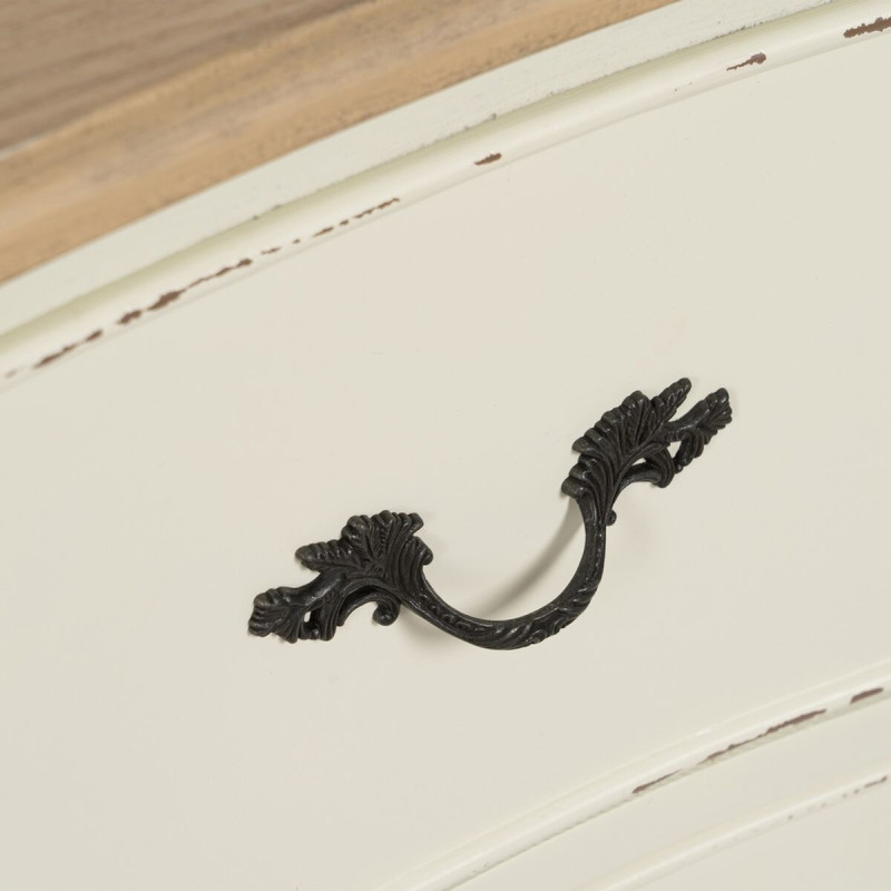 Grande Commode Shabby chic 3 tiroirs en Bois de sapin Blanc crème Naturel Jilron - 8