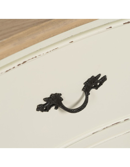 Grande Commode Shabby chic 3 tiroirs en Bois de sapin Blanc crème Naturel Jilron - 8