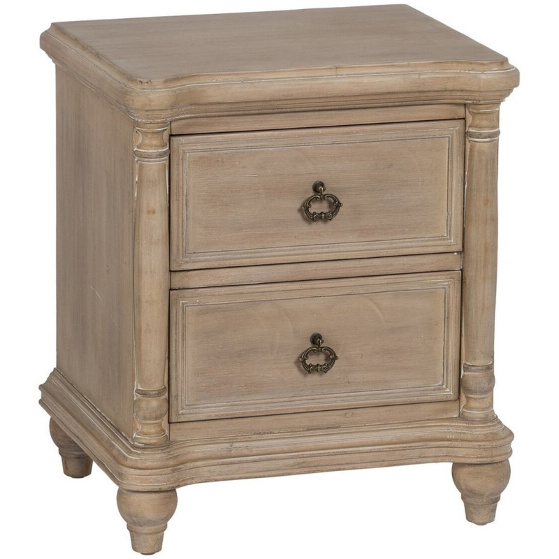 Petit Chevet vintage 2 tiroirs en Bois de sapin Naturel Korlin - 1