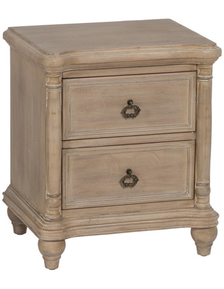 Petit Chevet vintage 2 tiroirs en Bois de sapin Naturel Korlin - 1