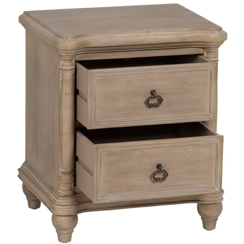 Petit Chevet vintage 2 tiroirs en Bois de sapin Naturel Korlin - 3