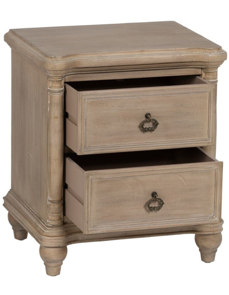 Petit Chevet vintage 2 tiroirs en Bois de sapin Naturel Korlin - 3