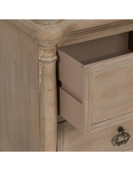 Petit Chevet vintage 2 tiroirs en Bois de sapin Naturel Korlin - 7