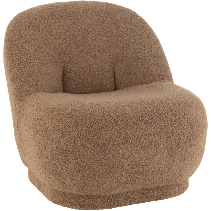 Fauteuil Rond Teddy en Velours Marron - 1