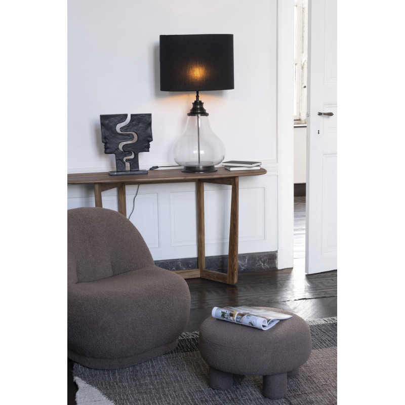 Fauteuil Rond Teddy en Velours Marron - 2