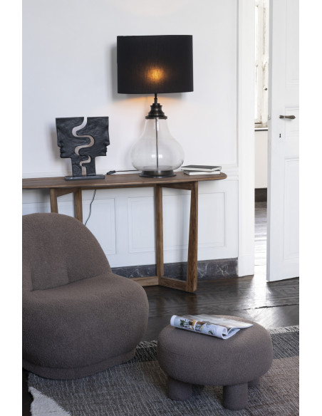 Fauteuil Rond Teddy en Velours Marron - 2