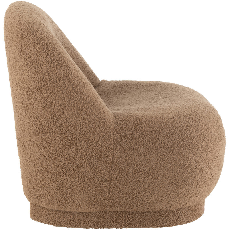 Fauteuil Rond Teddy en Velours Marron - 4