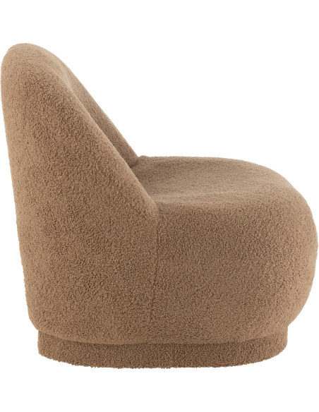 Fauteuil Rond Teddy en Velours Marron - 4