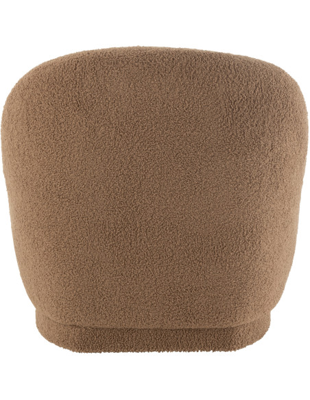 Fauteuil Rond Teddy en Velours Marron - 5