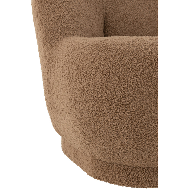 Fauteuil Rond Teddy en Velours Marron - 6