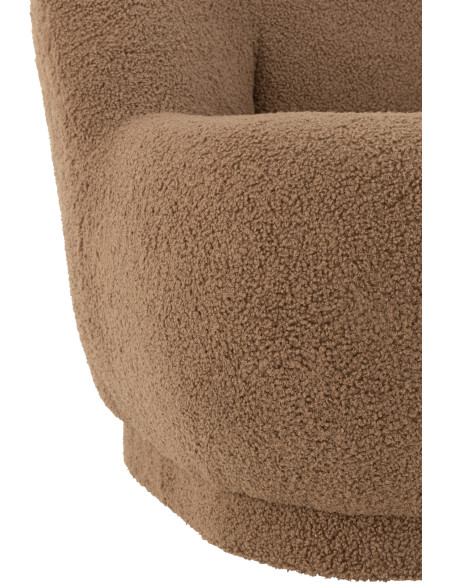 Fauteuil Rond Teddy en Velours Marron - 6