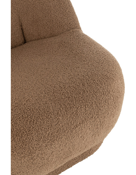 Fauteuil Rond Teddy en Velours Marron - 7