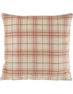 Coussin Carré Jandis 45x45 en Polyester Rose Blanc Motif carreaux - 1