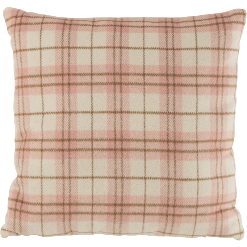 Coussin Carré Jandis 45x45 en Polyester Rose Blanc Motif carreaux - 1