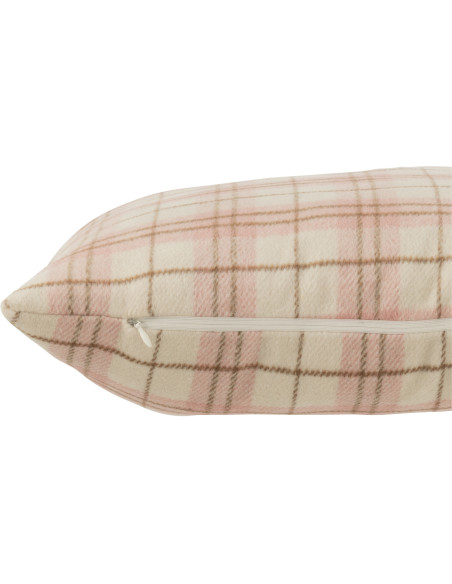 Coussin Carré Jandis 45x45 en Polyester Rose Blanc Motif carreaux - 2