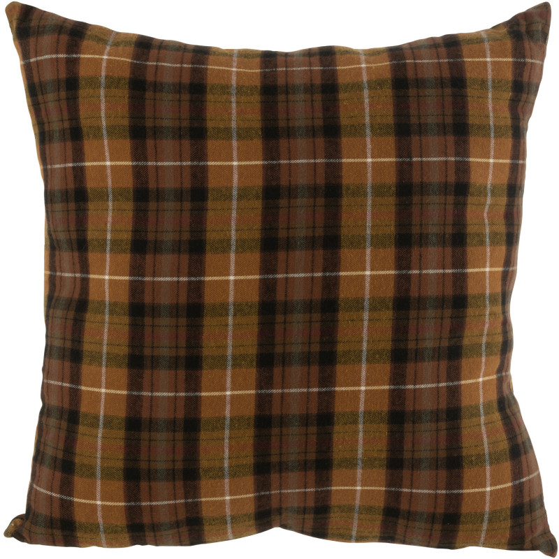 Coussin Carré Jandis 45x45 en Polyester Marron Motif carreaux - 1