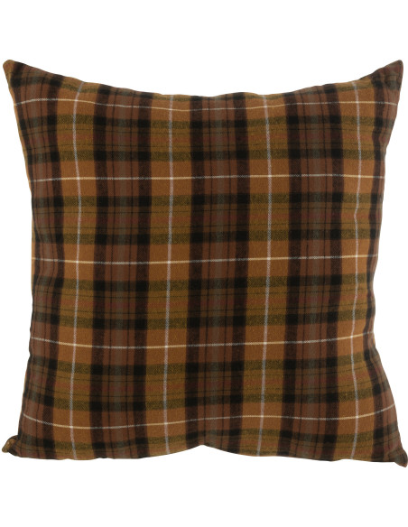Coussin Carré Jandis 45x45 en Polyester Marron Motif carreaux - 1