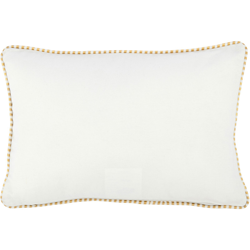 Coussin Rectangulaire Festive 45x45 en Polyester Blanc Doré Message Bonheur - 3