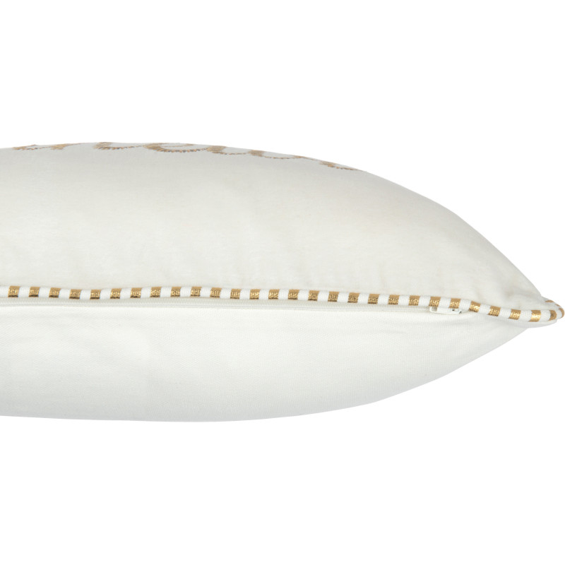 Coussin Rectangulaire Festive 45x45 en Polyester Blanc Doré Message Bonheur - 4